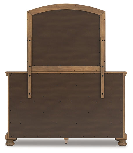 Feddinger Queen Panel Bed with Mirrored Dresser and Chest