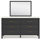 Cadmori Full Upholstered Bed with Mirrored Dresser