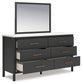 Cadmori Full Upholstered Bed with Mirrored Dresser