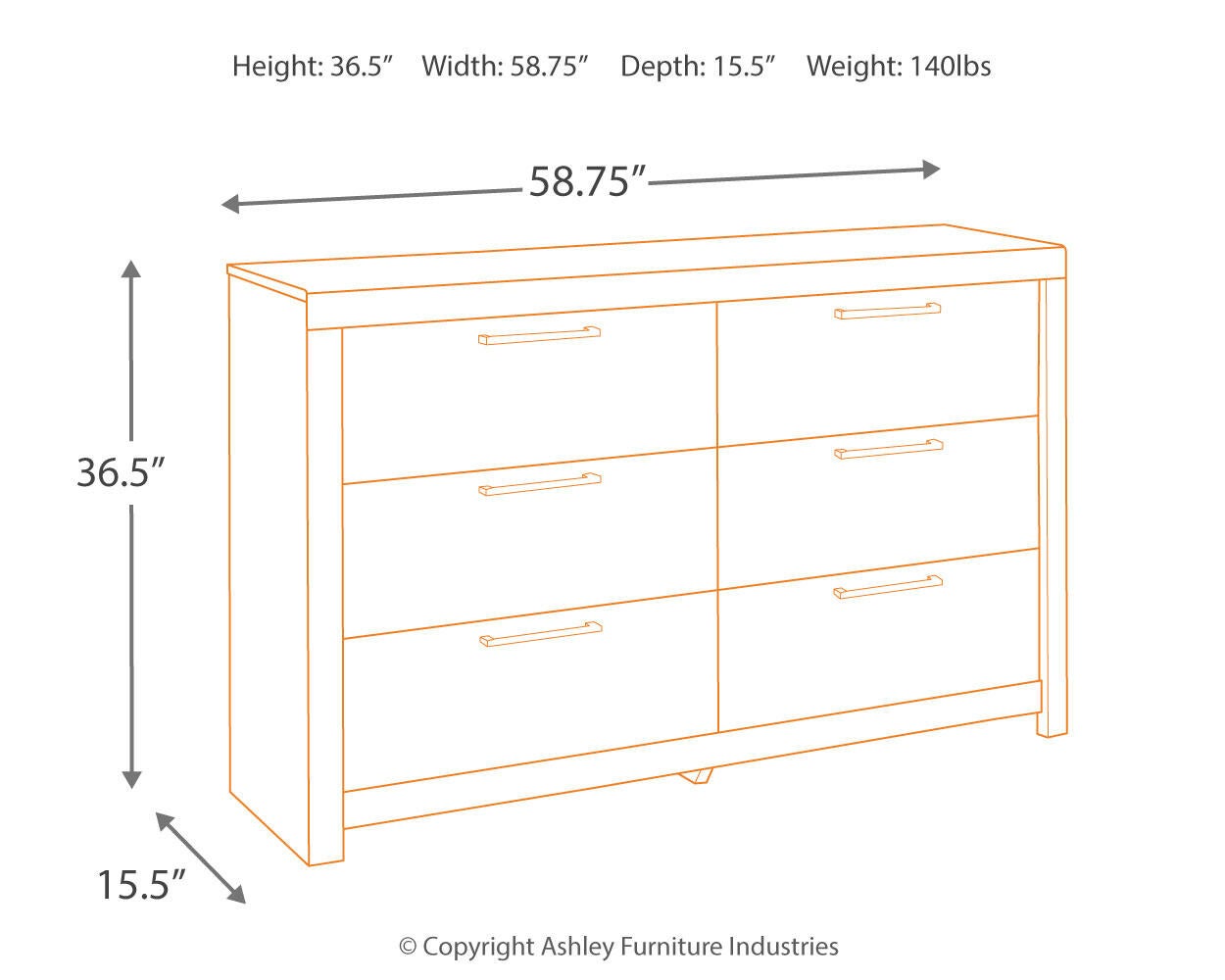 Derekson Six Drawer Dresser