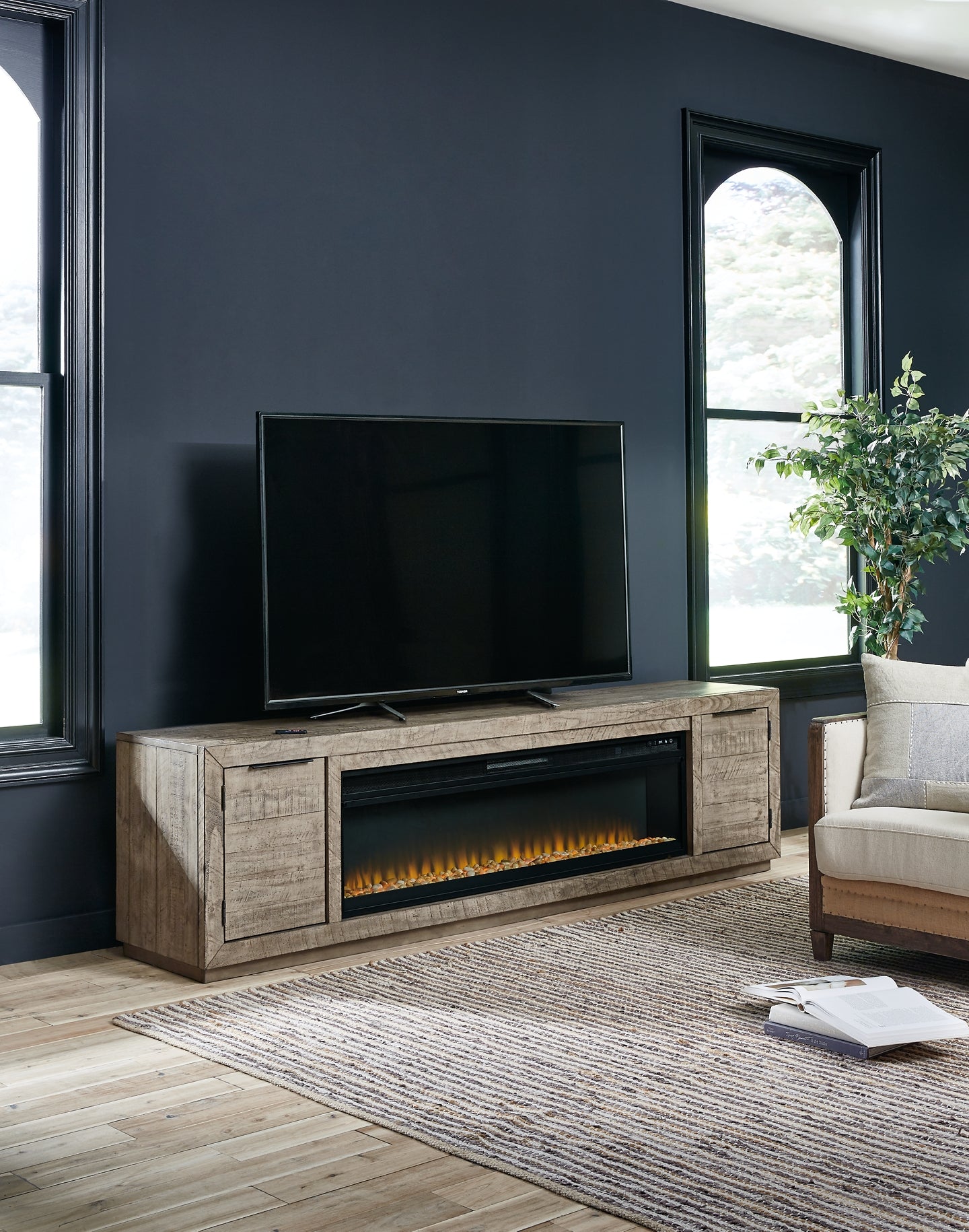 Extra large sales fireplace tv stand