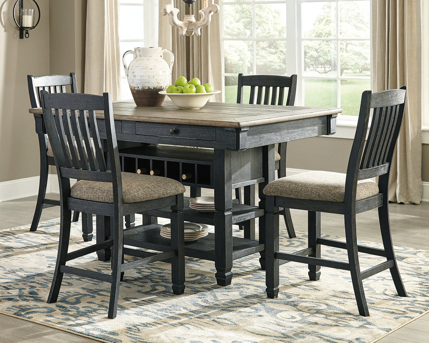 Tyler Creek Counter Height Dining Table and 4 Barstools
